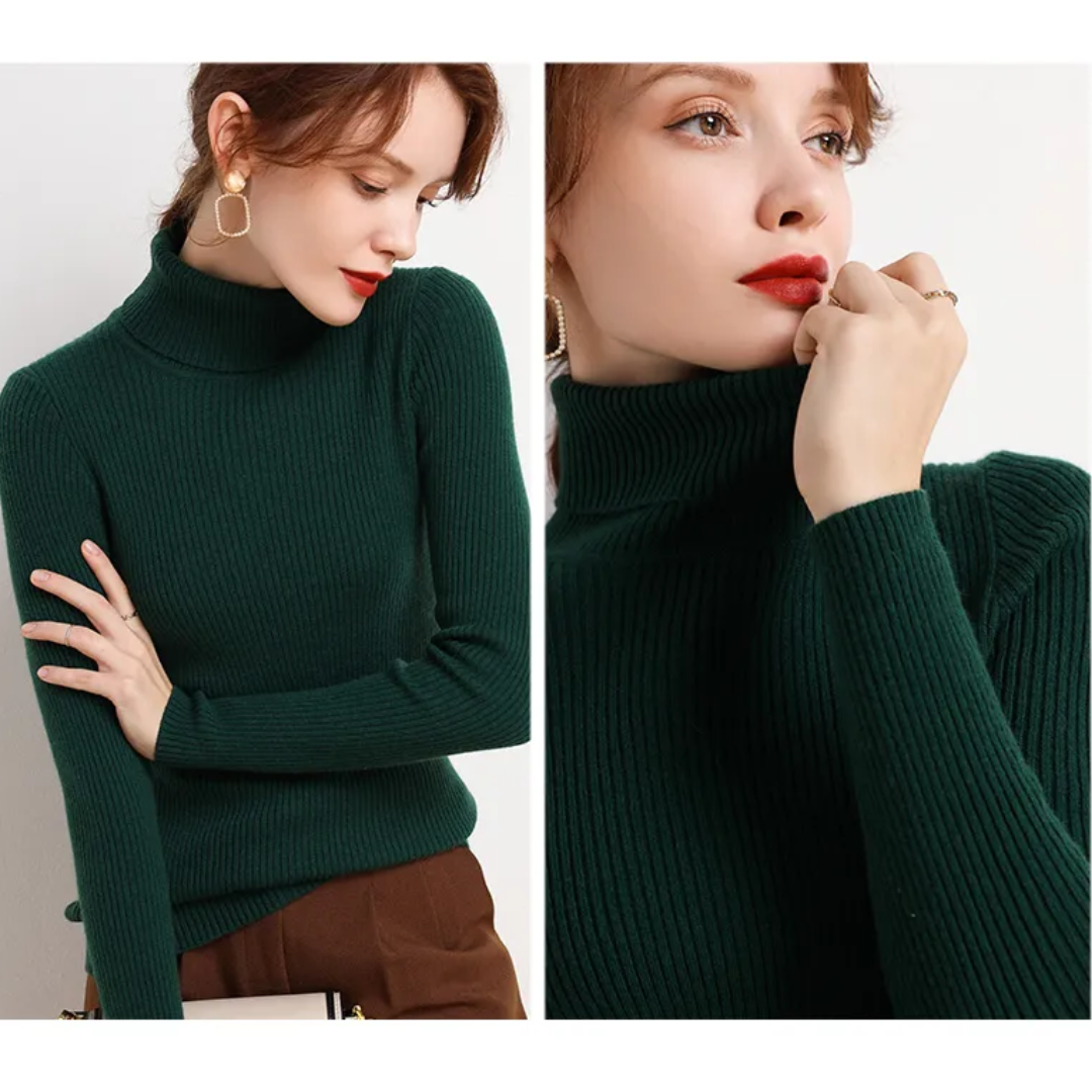 Damen Strickpullover mit Rollkragen | Langarm