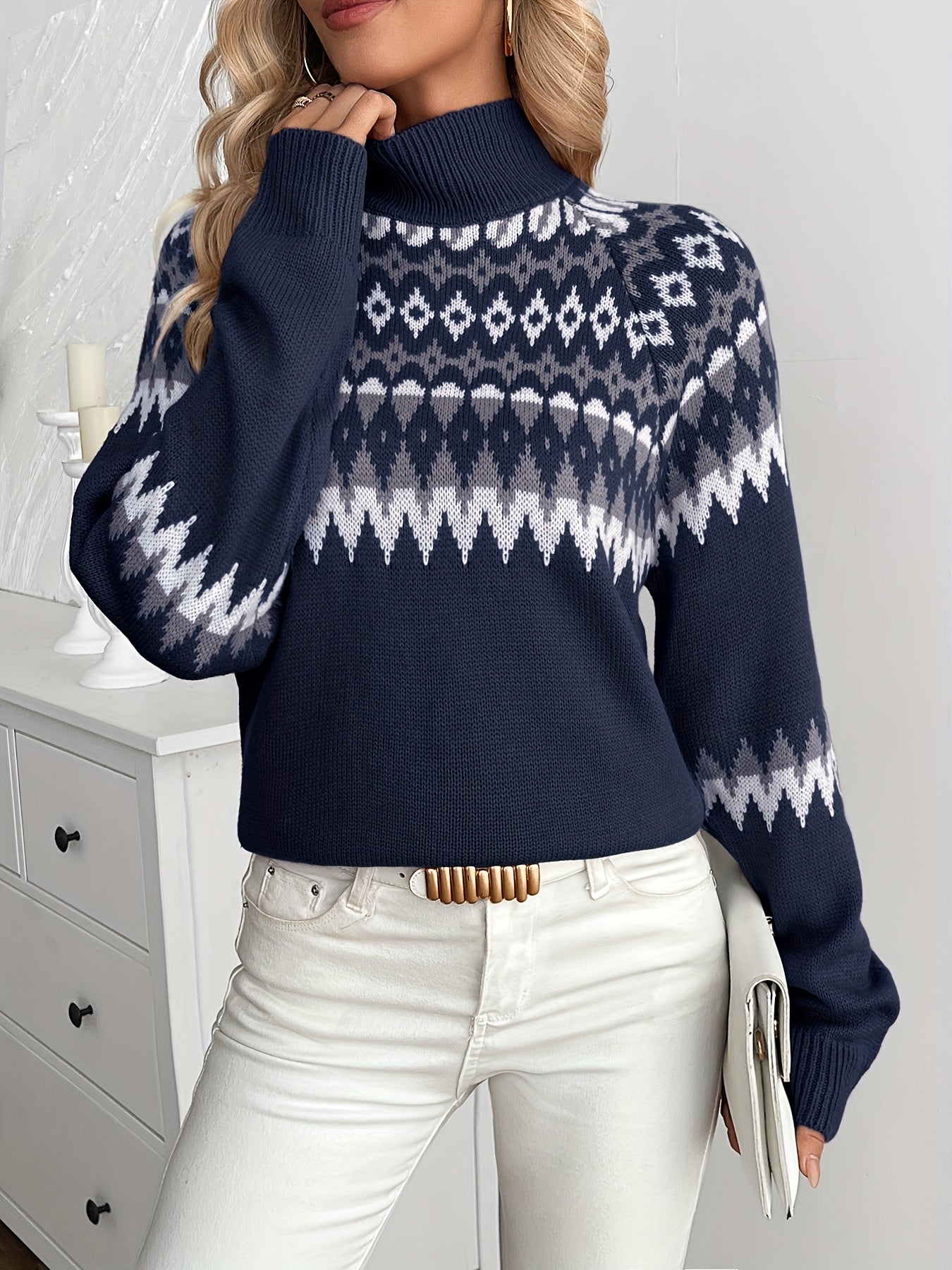 Damen Winter Norweger-Pullover