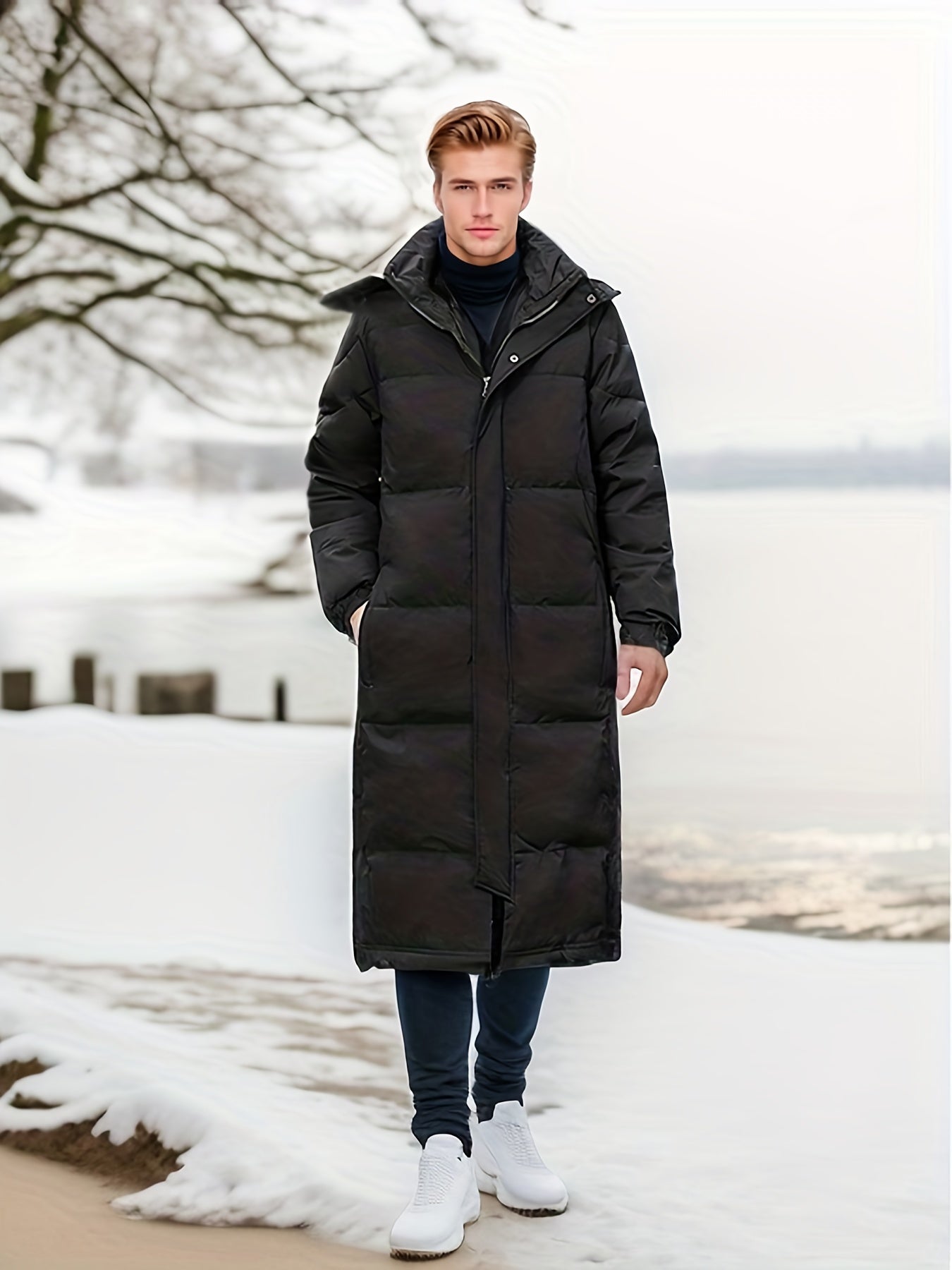 Herren Kapuzen-Reißverschluss-Wintermantel