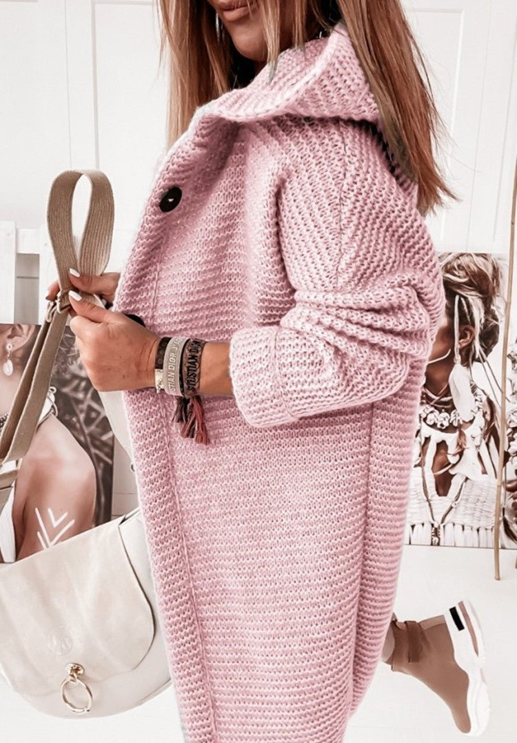 Damen Strickcardigan mit Kapuze | Lang
