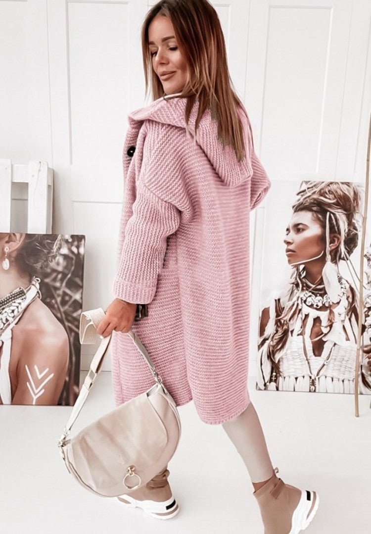 Damen Strickcardigan mit Kapuze | Lang