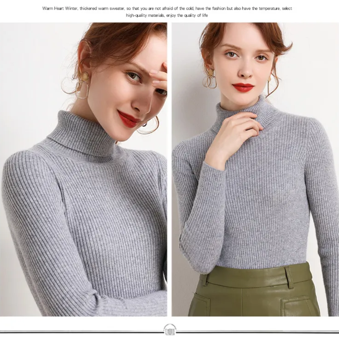 Damen Strickpullover mit Rollkragen | Langarm