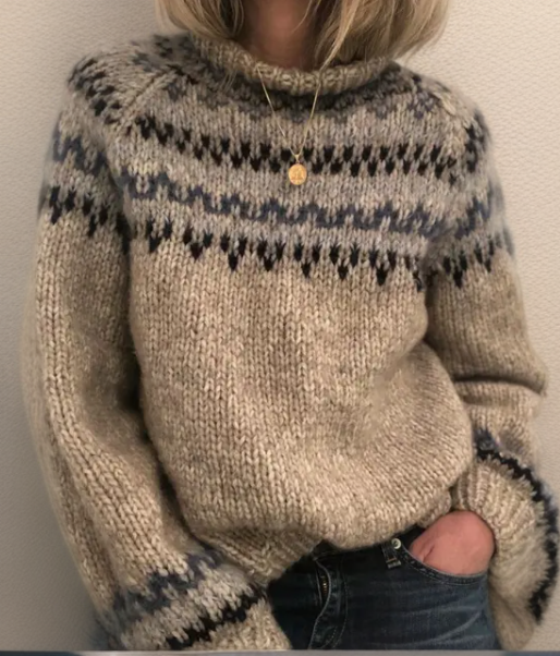 Damen Strickpullover mit Nordischem Muster | Winter