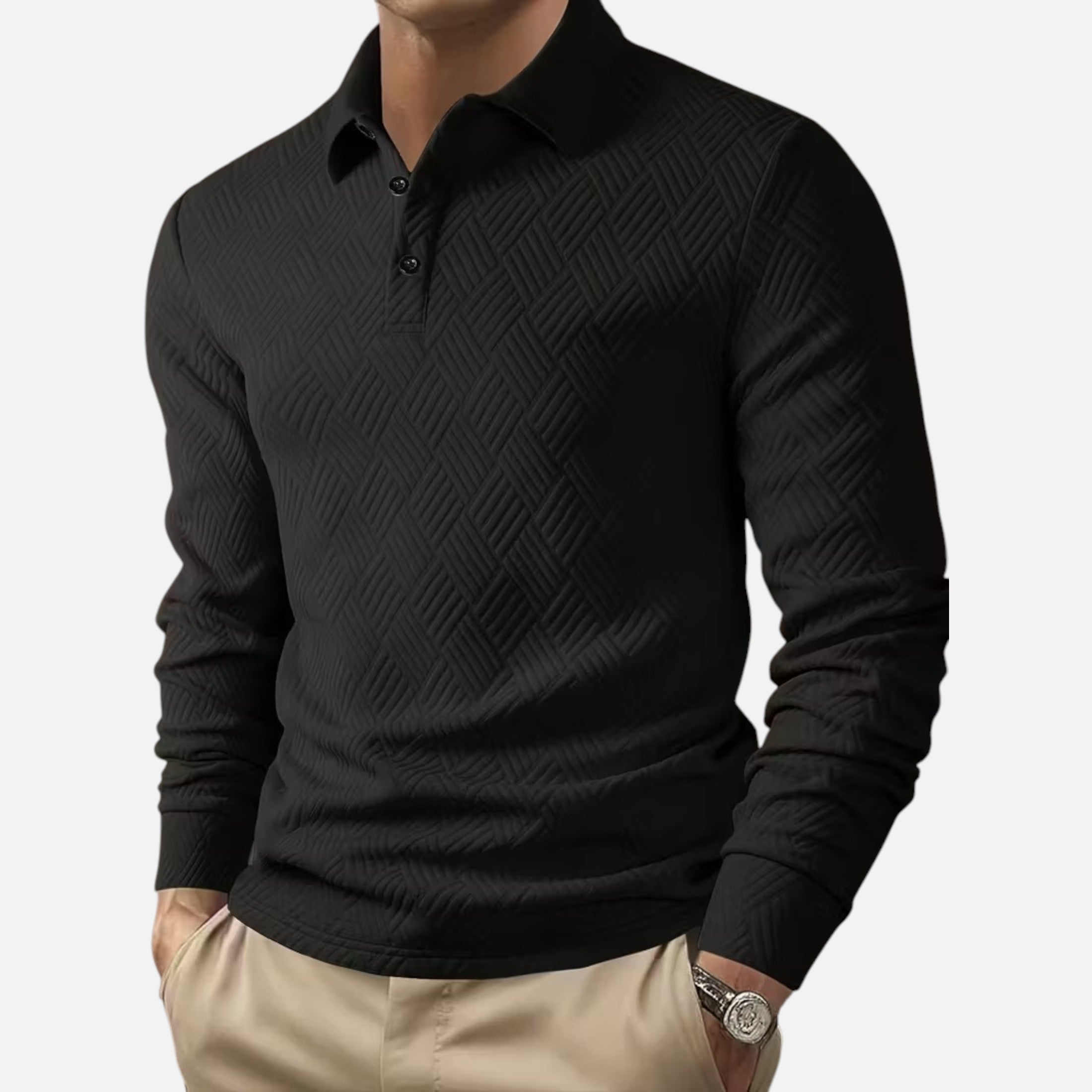 Herren Langarm Poloshirt | Knopfleiste