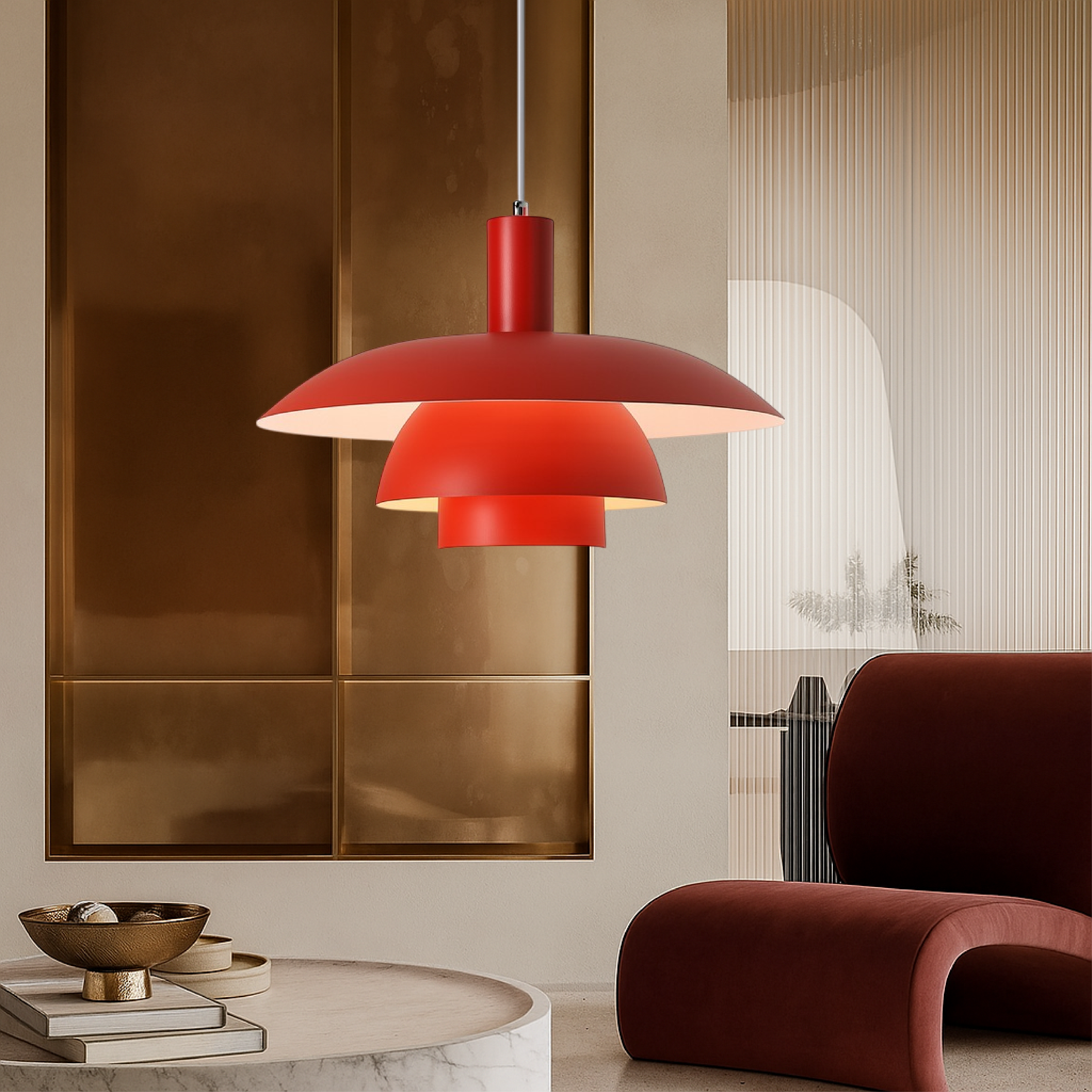 Deckenlampe mit rundem Schirm