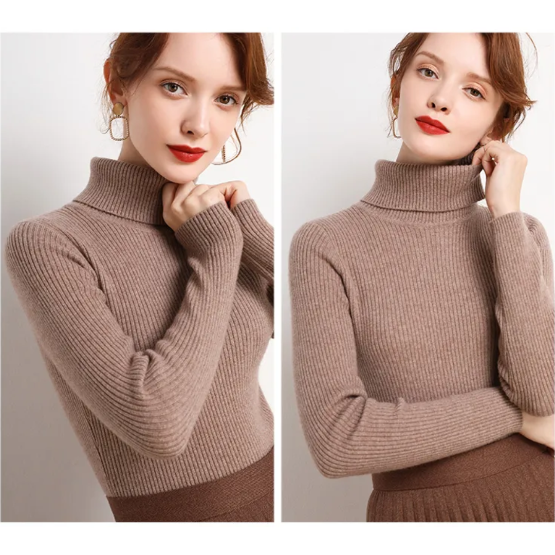 Damen Strickpullover mit Rollkragen | Langarm