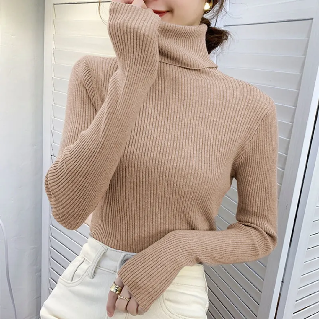 Damen Strickpullover mit Rollkragen | Langarm