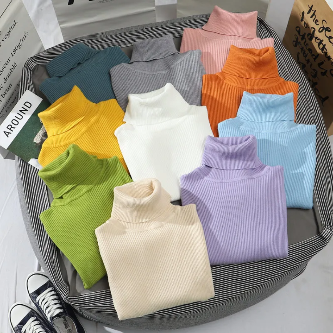 Damen Strickpullover mit Rollkragen | Langarm