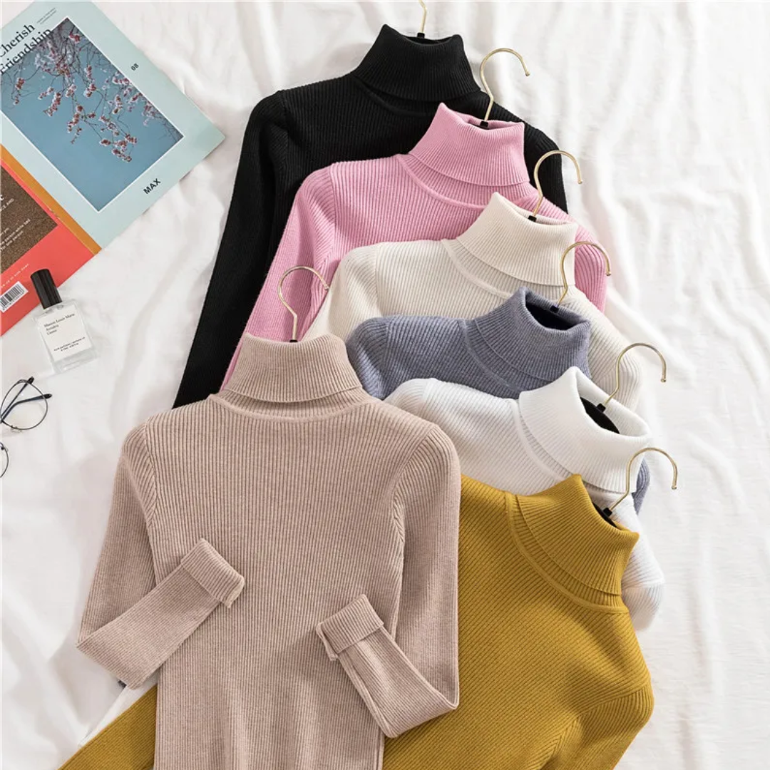 Damen Strickpullover mit Rollkragen | Langarm