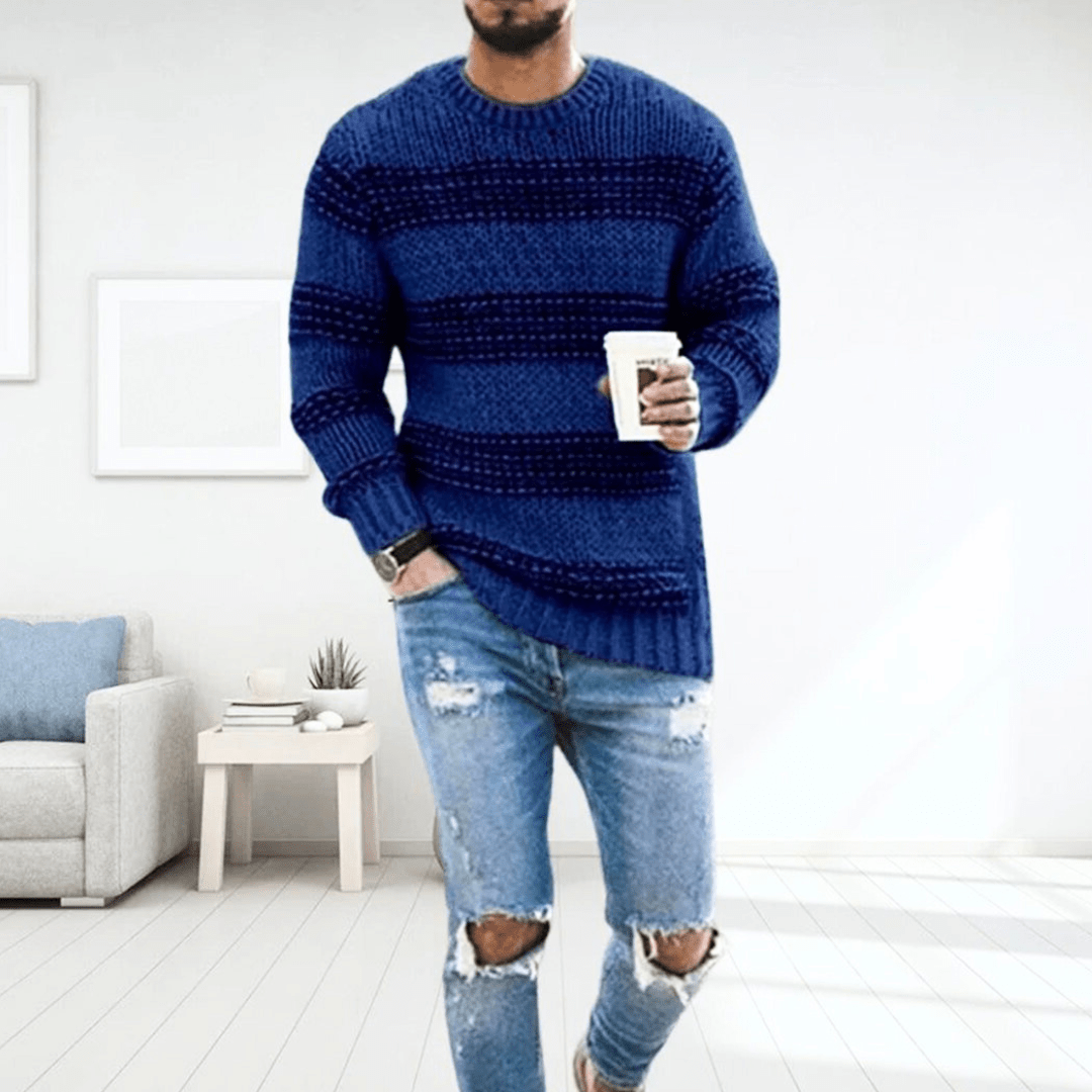 Herren Gestreifter Pullover | Grobstrick