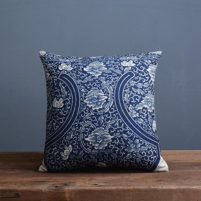 Kissenhülle mit Muster | Blau