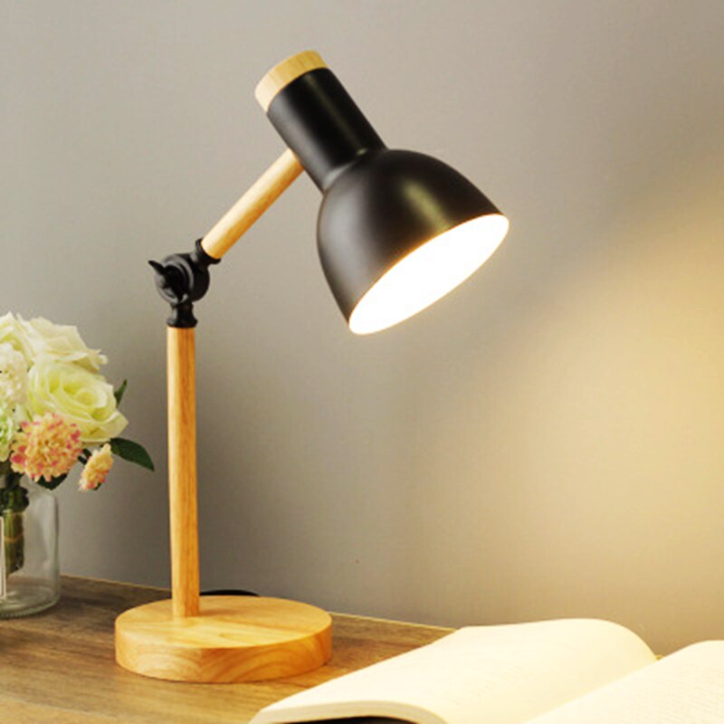Tischlampe für Büro oder Wohnzimmer | Skandinavische LED-Lampe Holzoptik