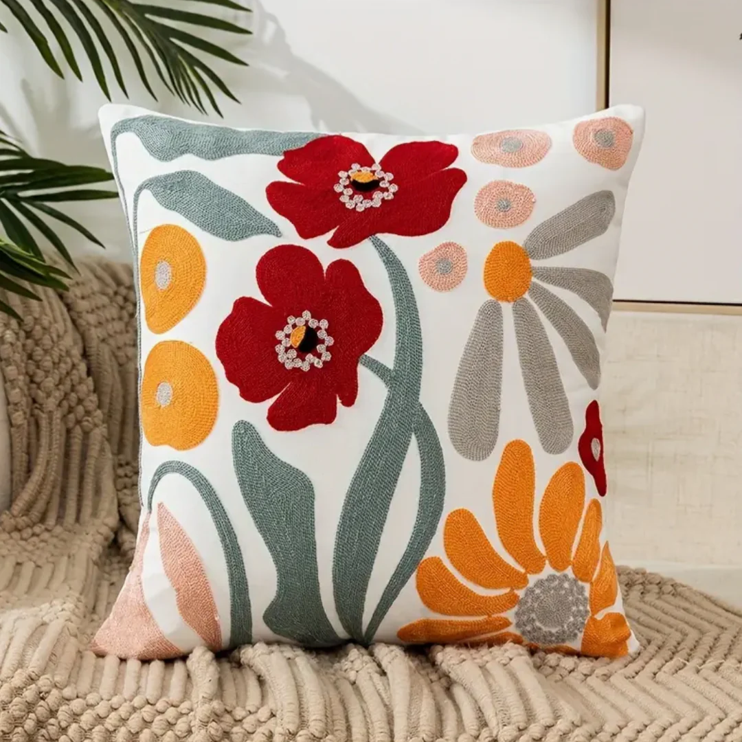 Dekokissen mit Blumenmuster | Weich, waschbar & dekorativ für Sofa & Sessel