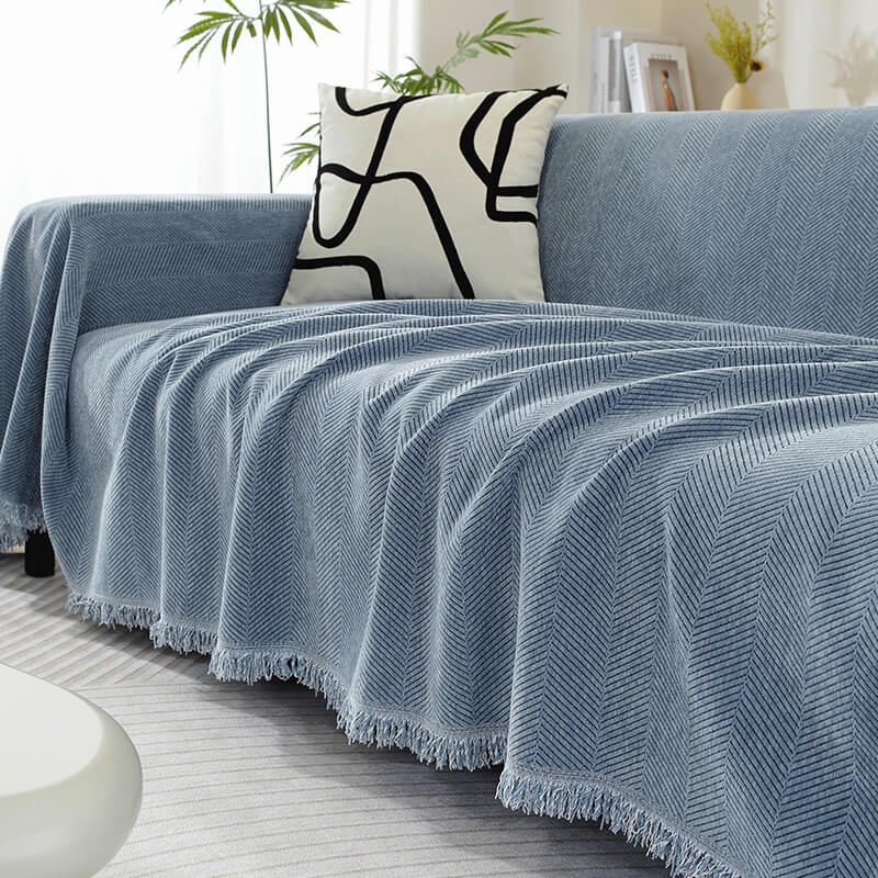 Sofaüberwurf mit Quasten | Gemütliches Design