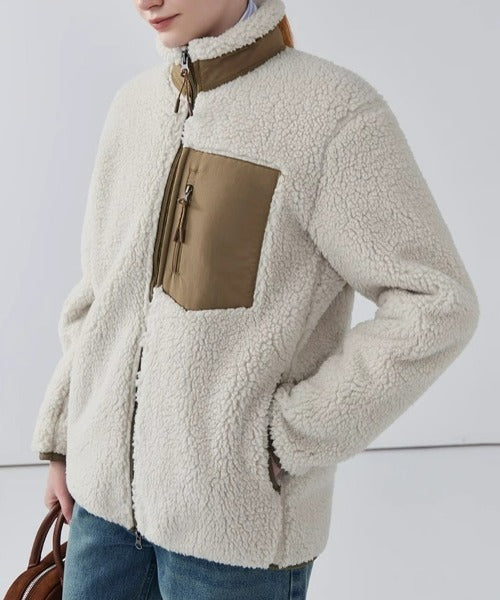 Damen Teddy-Jacke | Hoher Kragen