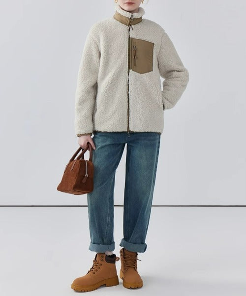 Damen Teddy-Jacke | Hoher Kragen