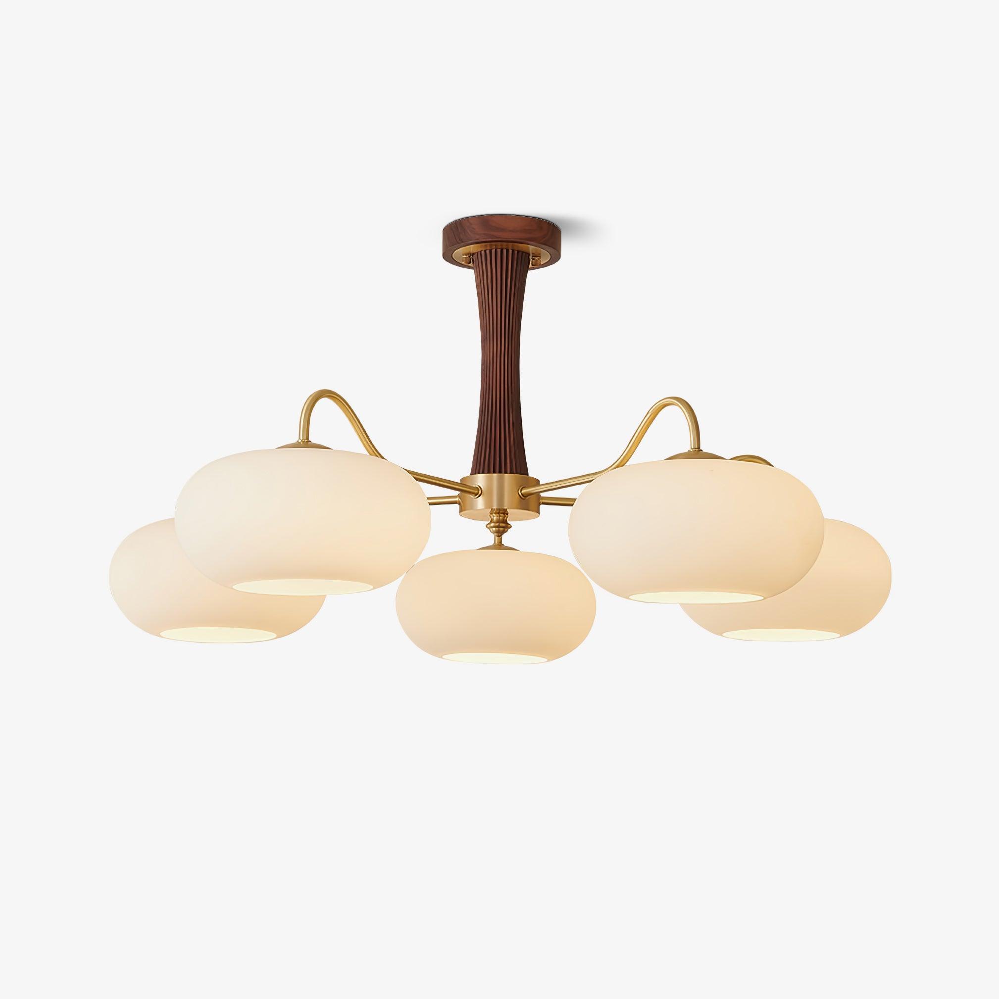 Deckenlampe | Messing-Holzoptik Kronleuchter