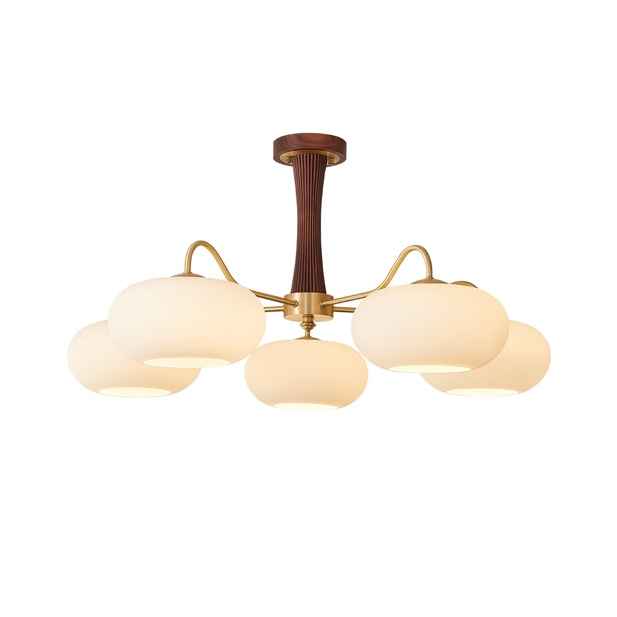 Deckenlampe | Messing-Holzoptik Kronleuchter