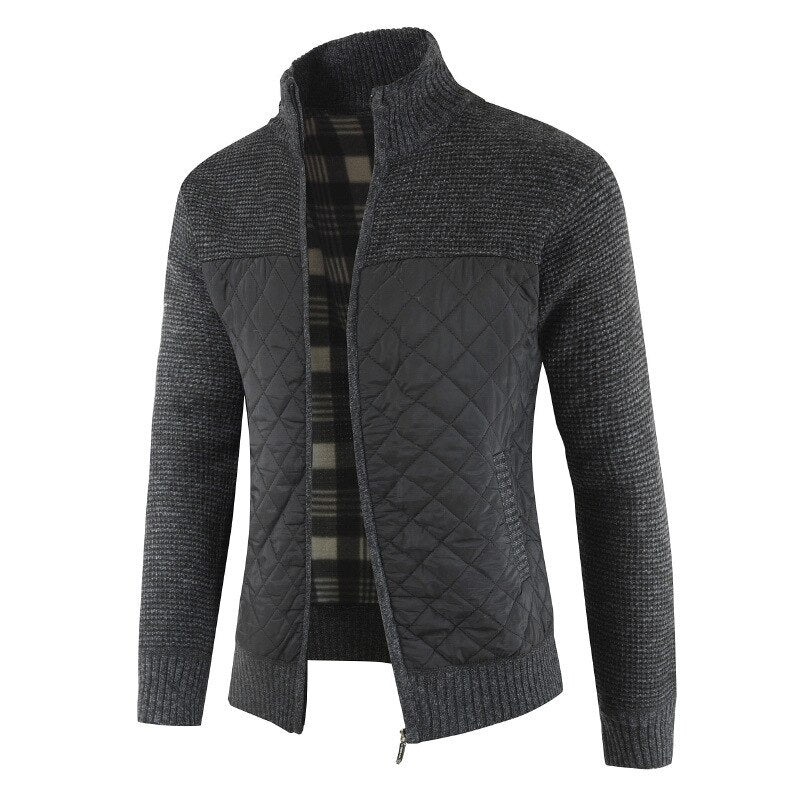 Herren Zip Cardigan | Gestepptes Frontpanel