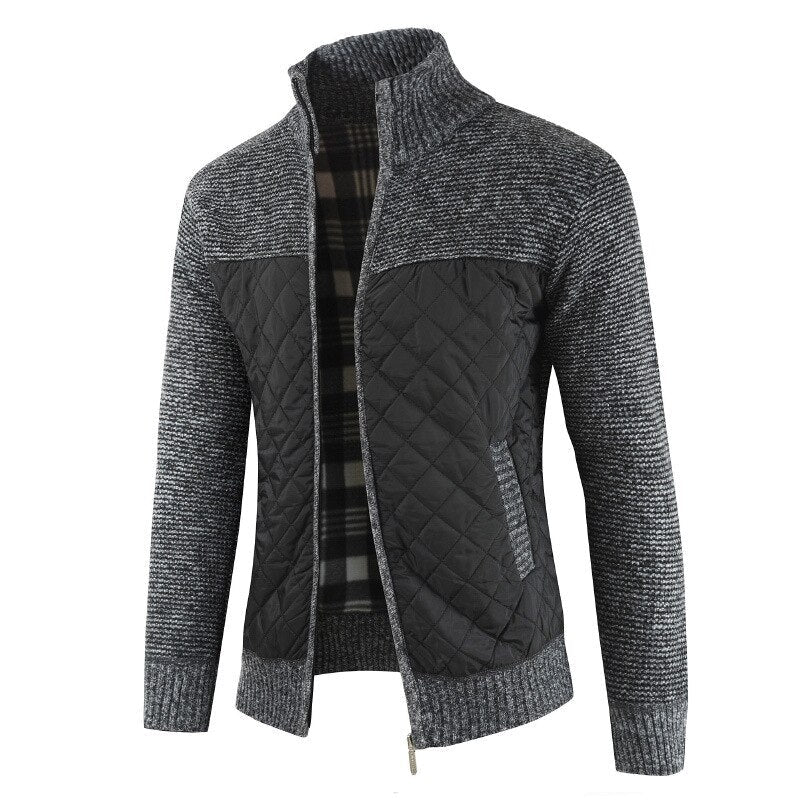 Herren Zip Cardigan | Gestepptes Frontpanel