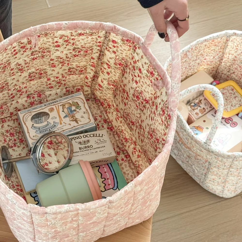 Gequilteter Aufbewahrungskorb mit Blumenmuster