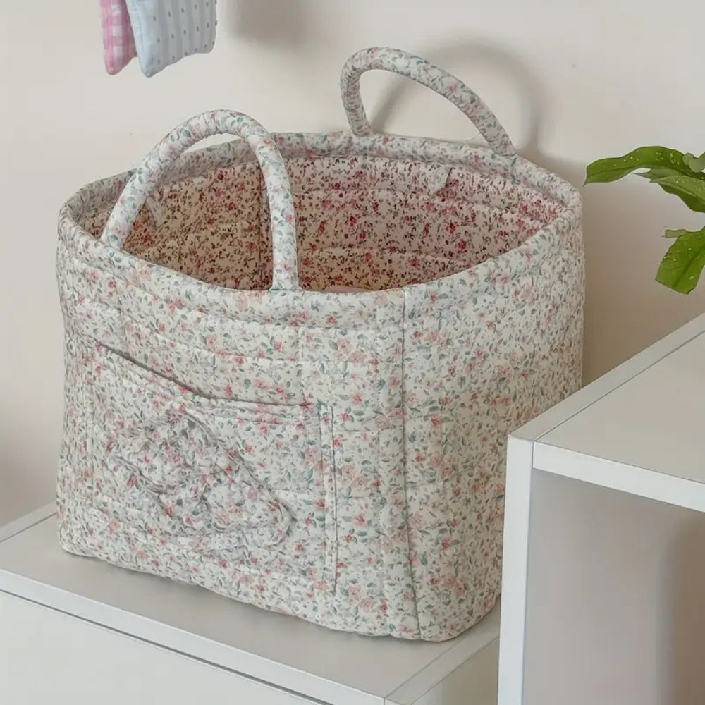 Gequilteter Aufbewahrungskorb mit Blumenmuster