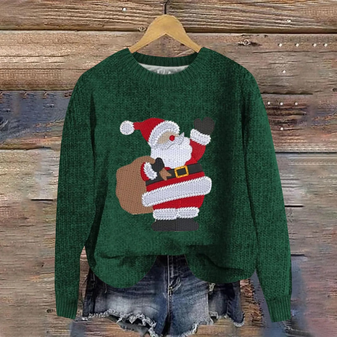 Damen Weihnachtsmotiv Pullover | Rundhals
