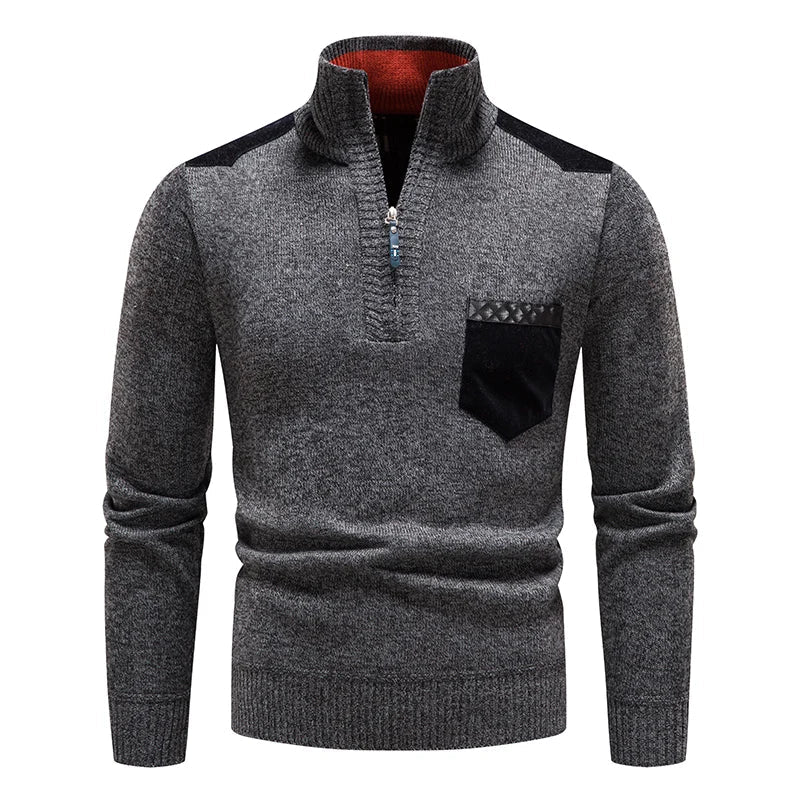 Herren Stehkragen Pullover | Halbzipp
