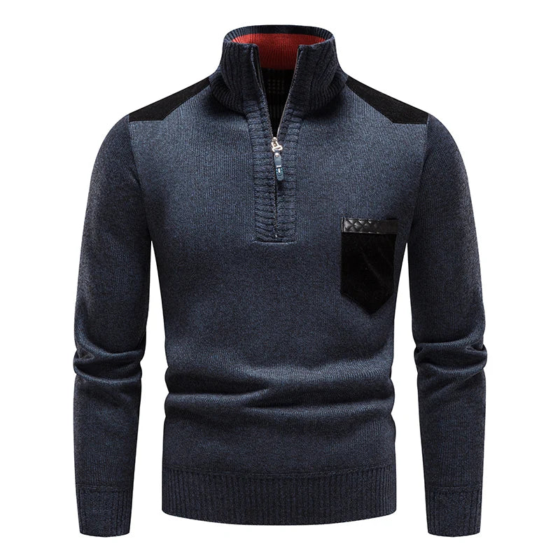 Herren Stehkragen Pullover | Halbzipp