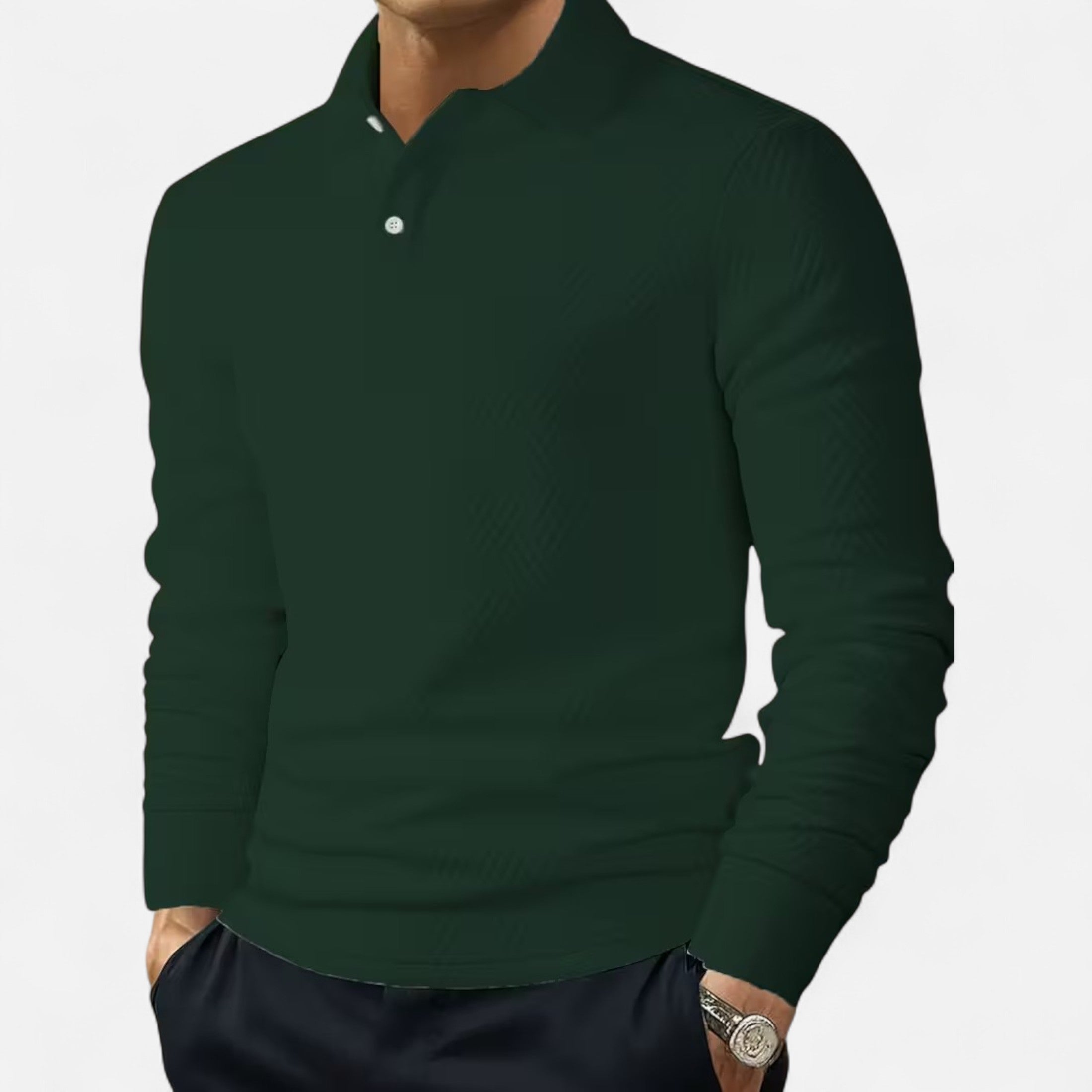 Herren Langarm Poloshirt | Knopfleiste