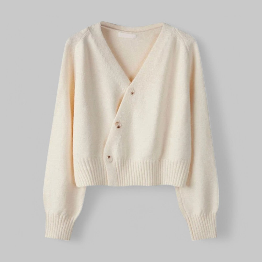 Damen Strickjacke mit asymmetrischer Knopfleiste | V-Ausschnitt