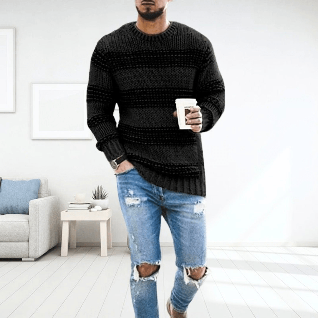 Herren Gestreifter Pullover | Grobstrick