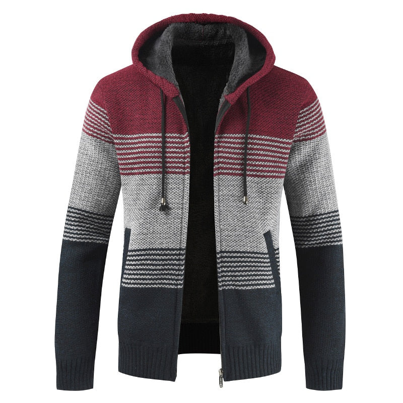 Herren Strickjacke mit Kapuze | Colour-Block Design